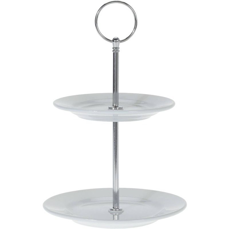 Foto van Porseleinen gebak etagere 2-laags 21 cm - etageres