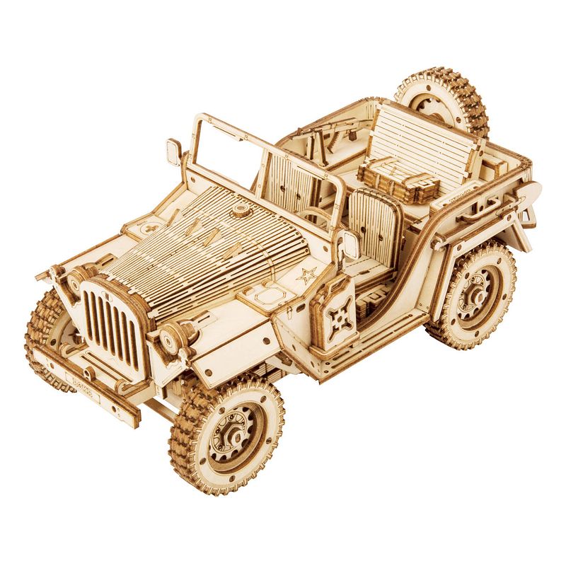 Foto van Robotime modelbouwpakket army jeep 18,9 cm hout 369-delig