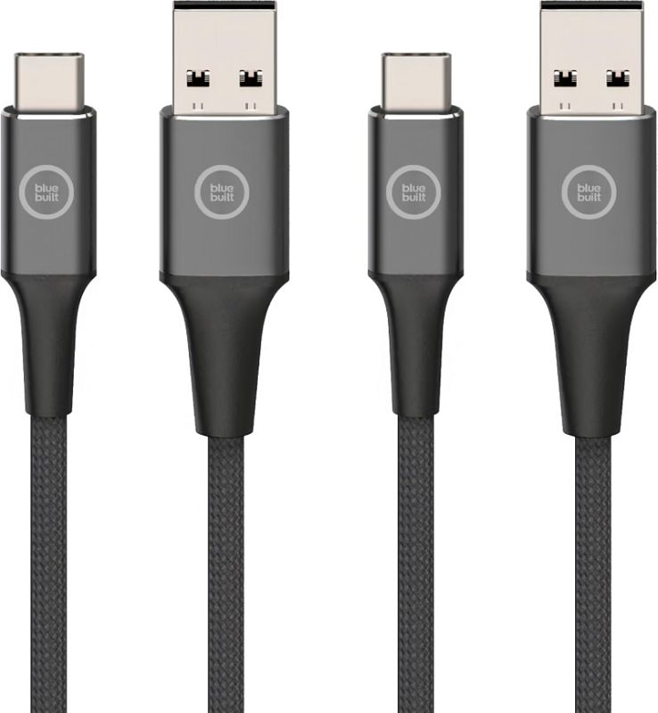 Foto van Bluebuilt usb a naar usb c kabel 3m nylon zwart duo pack