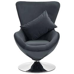 Foto van The living store eivormige stoel fluweel - 59 x 65 x 88 cm - donkergrijs