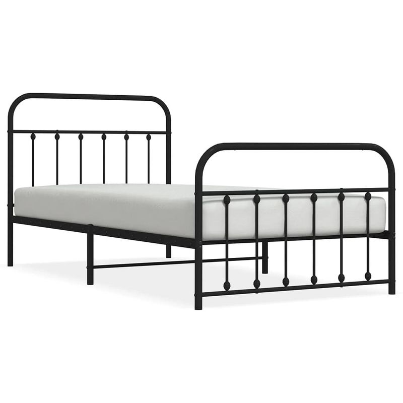 Foto van Vidaxl bedframe met hoofd- en voeteneinde metaal zwart 100x200 cm