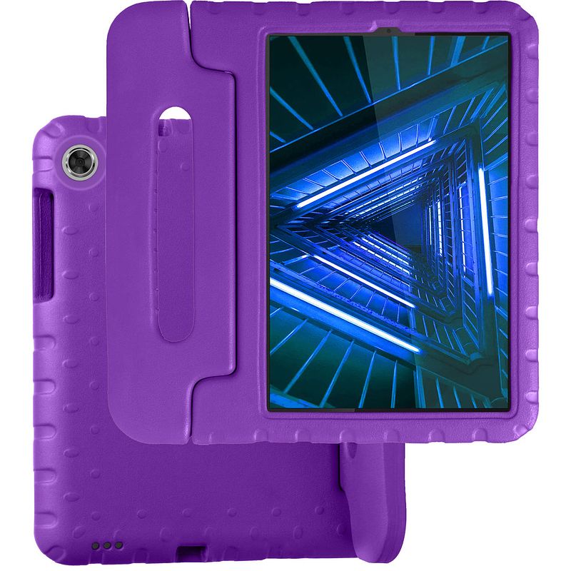 Foto van Basey lenovo m10 fhd plus (2e generatie) kinderhoesje foam case hoesje cover hoes - paars