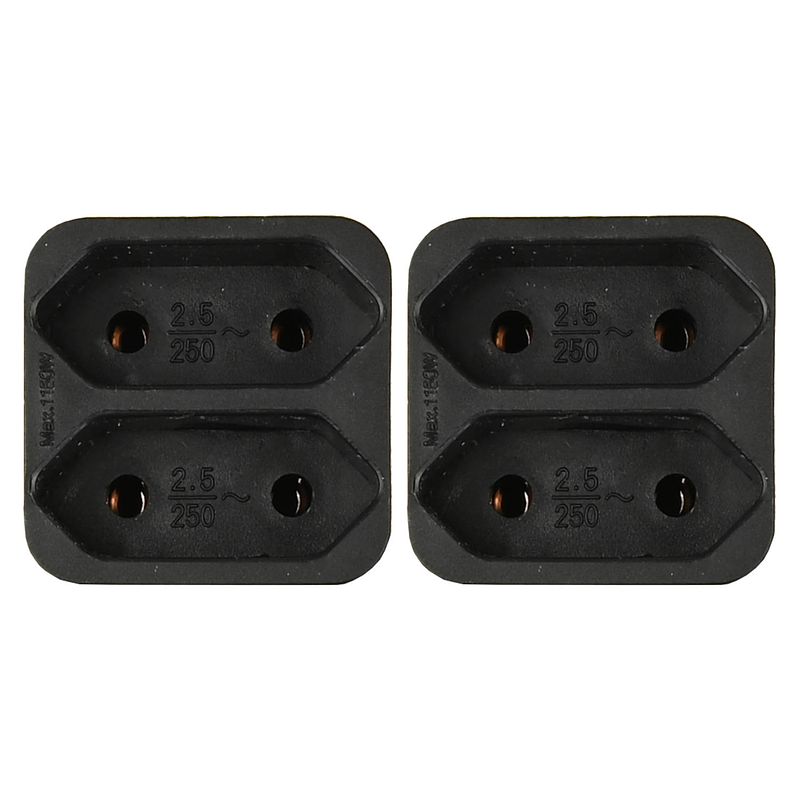 Foto van Benson stopcontact splitter - 2x - duo - zwart - voor 2 platte stekkers - verdeelstekkers