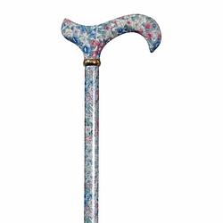 Foto van Classic canes verstelbare wandelstok - tea party - bloemen - aluminium - derby handvat - lengte 77 - 100 cm