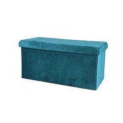 Foto van Gebor - opvouwbare opbergbank - opvouwbare hocker - velvet - 78cm - groen