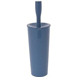 Foto van Wc-borstel/toiletborstel inclusief houder blauw 37 cm van kunststof - toiletborstels