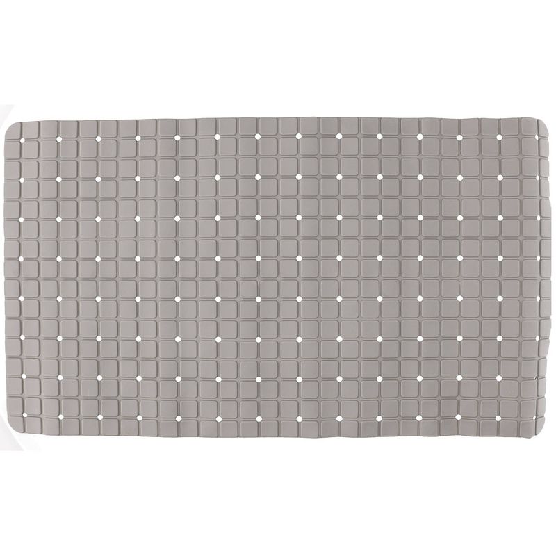 Foto van Badmat/douchemat anti-slip grijs vierkant patroon 69 x 39 cm - badmatjes