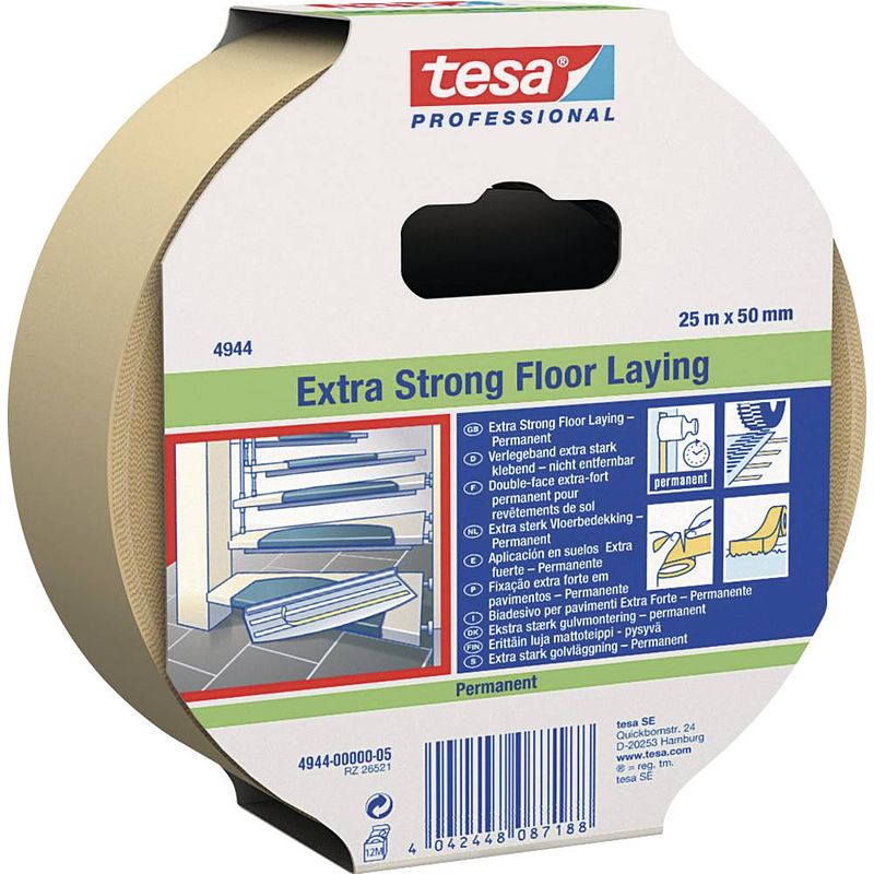 Foto van Tesa extra strong 04944-00001-11 dubbelzijdige tape tesafix 4944 wit (l x b) 25 m x 50 mm 1 stuk(s)