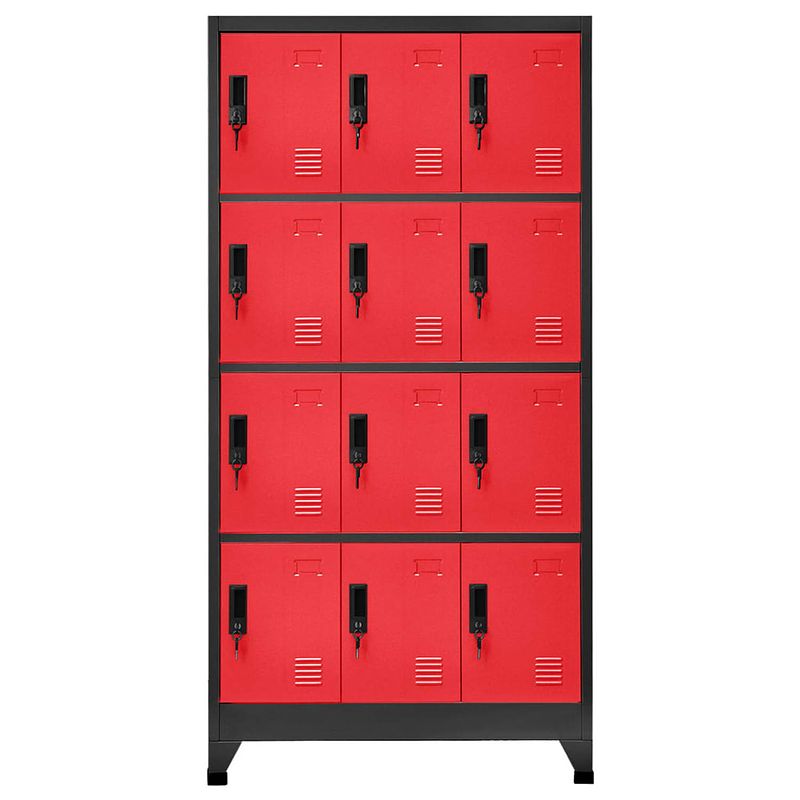 Foto van Infiori lockerkast 90x45x180 cm staal antracietkleurig en rood