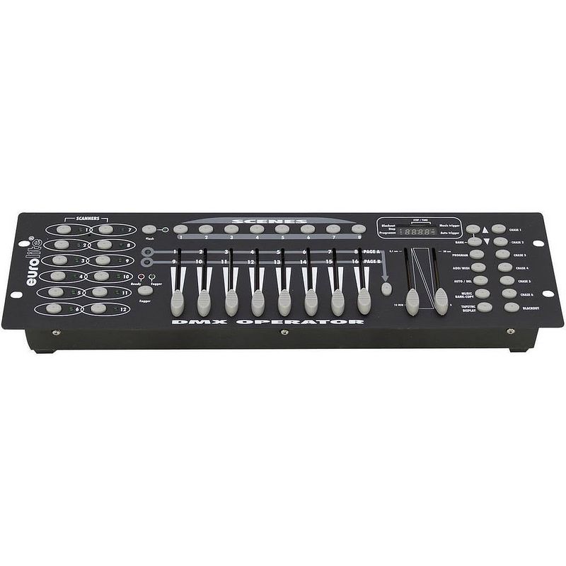 Foto van Eurolite dmx operator 192 dmx controller 16-kanaals 19 inch bouwvorm, sound-to-light