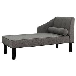 Foto van The living store chaise longue - donkergrijs - 120x57x63 cm - duurzaam materiaal