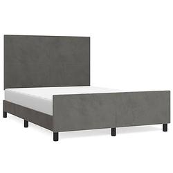 Foto van The living store bedframe donkergrijs fluwelen hoofdeind - 193 x 146 x 118/128 cm - verstelbare hoogte - ondersteunende