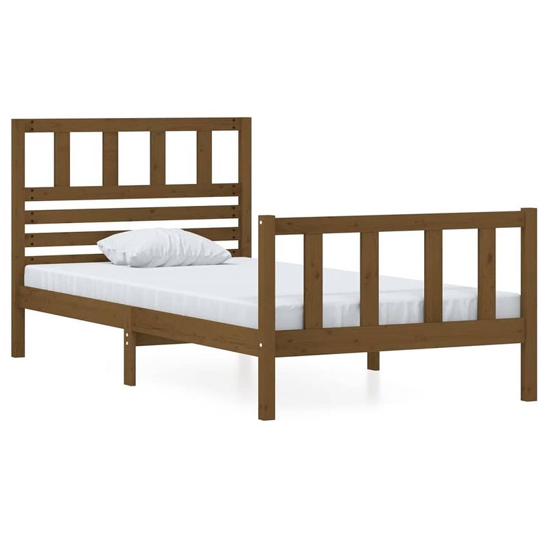 Foto van The living store bedframe honingbruin grenenhout - 90 x 200 cm - stevig en stabiel - decoratief en praktisch