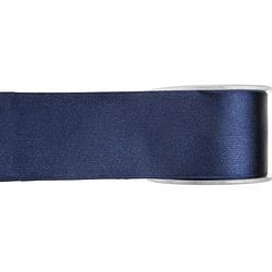 Foto van 1x hobby/decoratie navyblauwe satijnen sierlinten 2,5 cm/25 mm x 25 meter - cadeaulinten