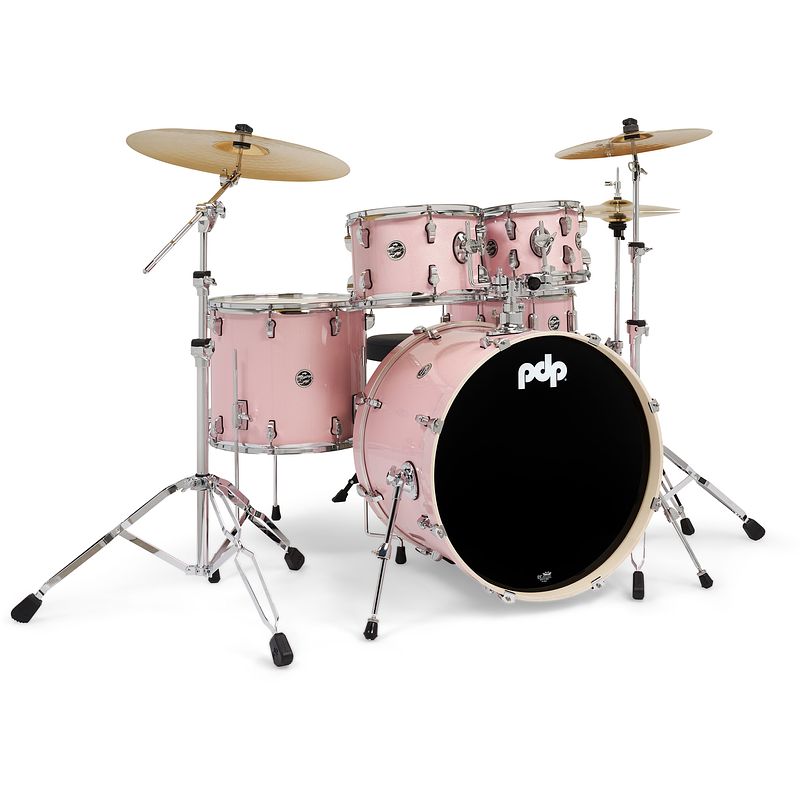 Foto van Pdp drums pdma2215ktpr mainstage pale rose 5d. drumstel met bekkens en hardware