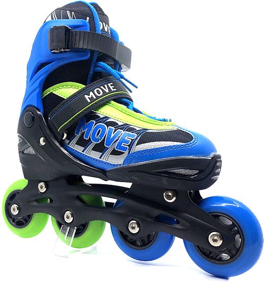 Foto van Move inline skates fast semi softboot verstelbaar blauw/groen maat 30 33