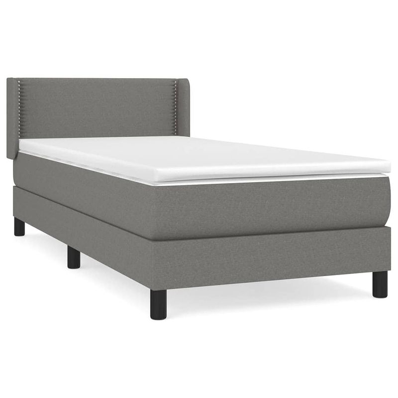 Foto van The living store boxspring bed - donkergrijs - 203x83x78/88 cm - pocketvering matras - middelharde ondersteuning