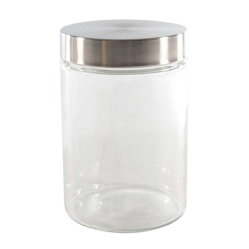 Foto van Voorraadpot/bewaarpota 1200 ml glas met rvs deksel - voorraadpot