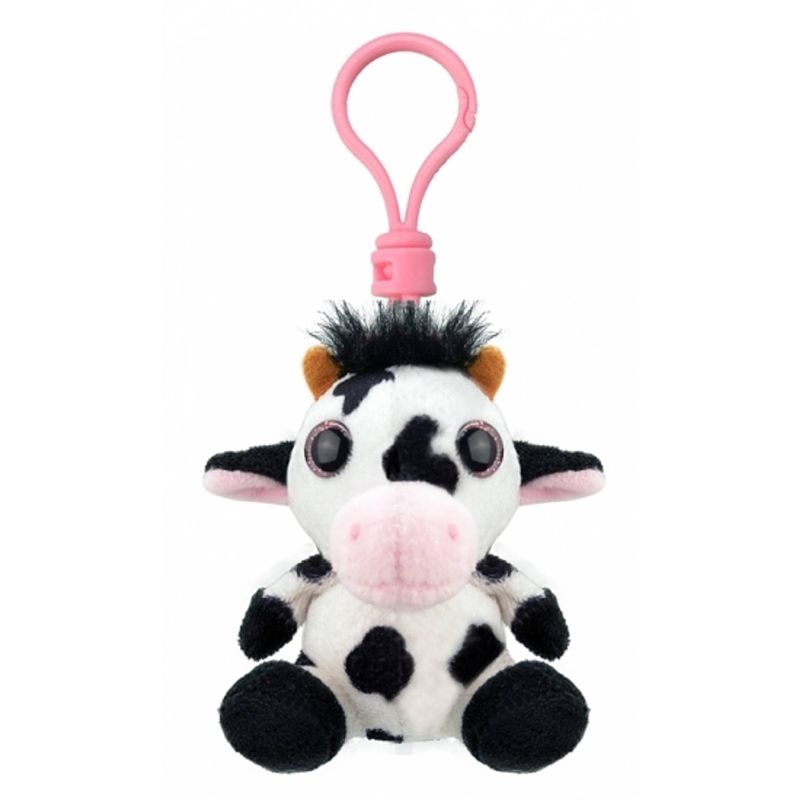 Foto van Pluche knuffel koe sleutelhanger 9 cm - knuffel sleutelhangers