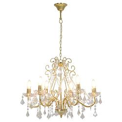 Foto van The living store kroonluchter glamour - hanglamp 60 x 44 cm - goud en transparant - 6 fittingen