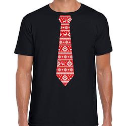 Foto van Stropdas kerst t-shirt kerstpatroon zwart voor heren 2xl - kerst t-shirts