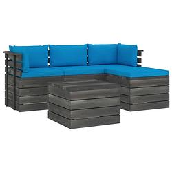 Foto van Vidaxl 5-delige loungeset met kussens pallet massief grenenhout