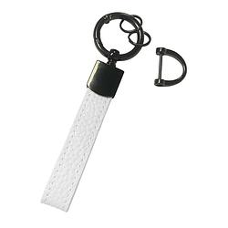 Foto van Basey sleutelhanger leer - leren sleutelhanger met sleutelhanger ringen - wit