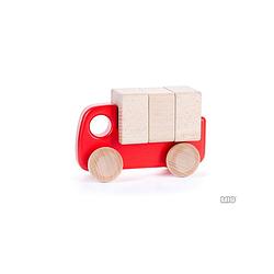 Foto van Bajo houten kleine vrachtwagen met blokken, rood