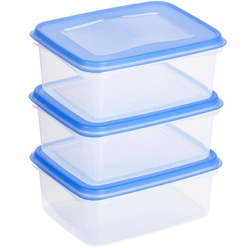 Foto van Sunware - club cuisine diepvriesdozenset set van 3 1,2l transparant blauw - 17,5 x 14 x 7 cm