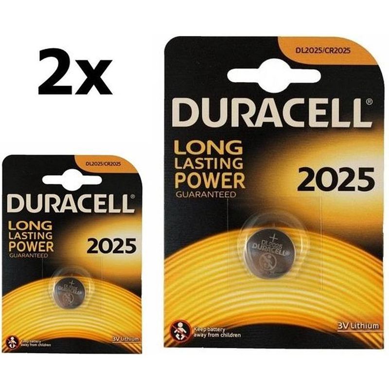 Foto van 2 stuks duracell cr2025 3v lithium knoopcel batterij