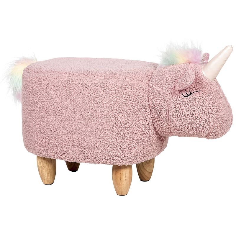 Foto van Beliani unicorn - dierenhocker-roze-polyester, katoen