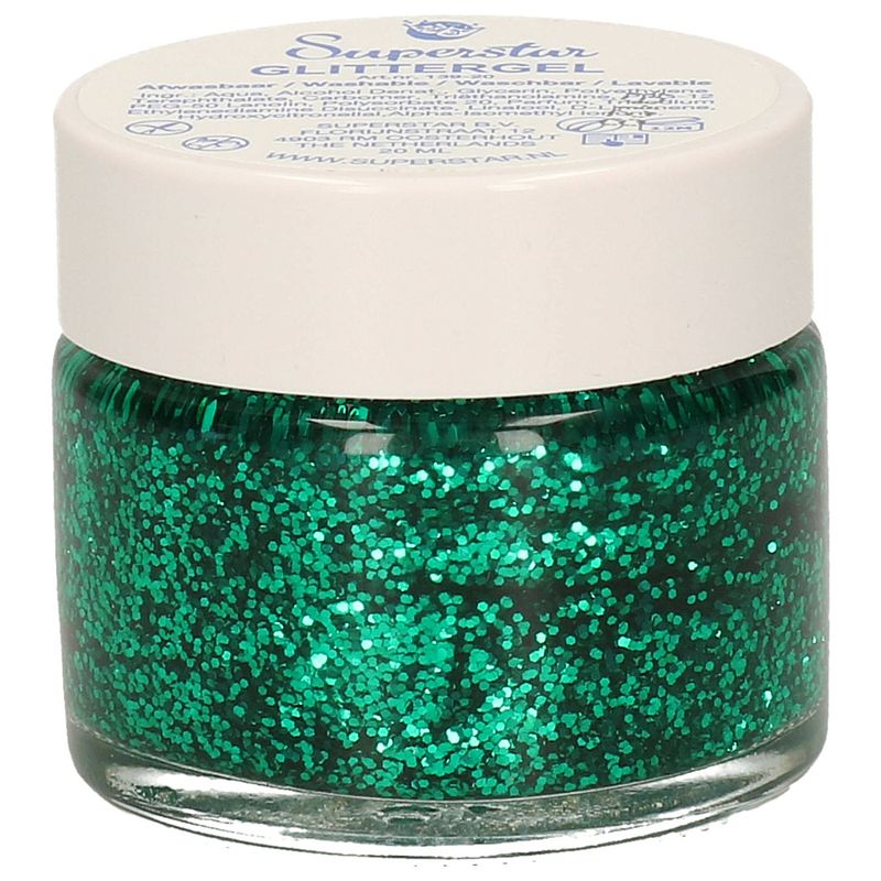 Foto van Superstar groene glitter gel 15 ml - schmink