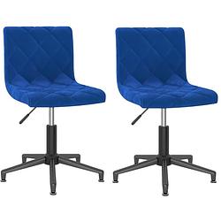 Foto van The living store draaibare eetkamerstoelen - set van 2 - fluweel - 40x43x(74.5-88.5) cm - blauw / zwart