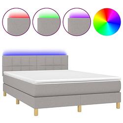 Foto van The living store boxspring - led - lichtgrijs - 203x144x78/88 cm - pocketvering matras