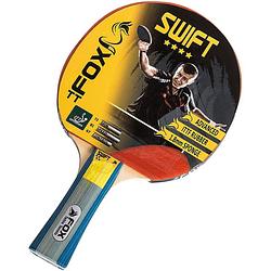 Foto van Fox tt tafeltennisbat swift 4 star 25,5 cm hout/rubber blauw/rood