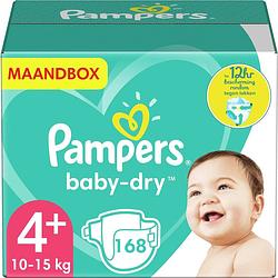 Foto van Pampers - baby dry - maat 4+ - maandbox - 168 luiers - voordeel