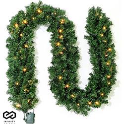 Foto van Infinity goods guirlande met verlichting - timer - kerstversiering - 270cm - kerstslinger - kerstdecoratie - 35 led -