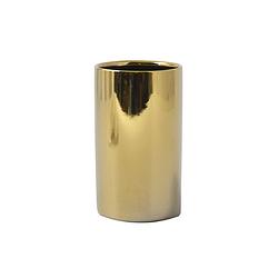 Foto van Spirella badkamer drinkbeker/tandenborstelhouder sienna - porselein - glans goud - 7 x 11 cm - tandenborstelhouders