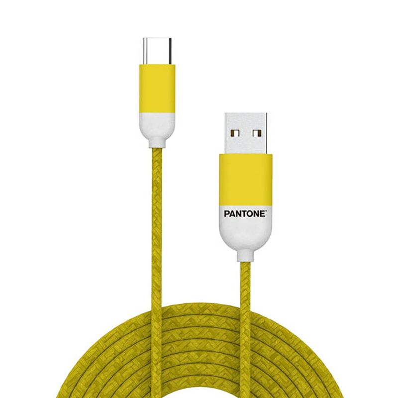 Foto van Usb-kabel type-c, 1,5 meter, geel - rubber - celly pantone
