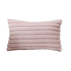 Foto van Casa di elturo sierkussen fleece geribbeld - roze - 30 x 50 cm (inclusief vulling)