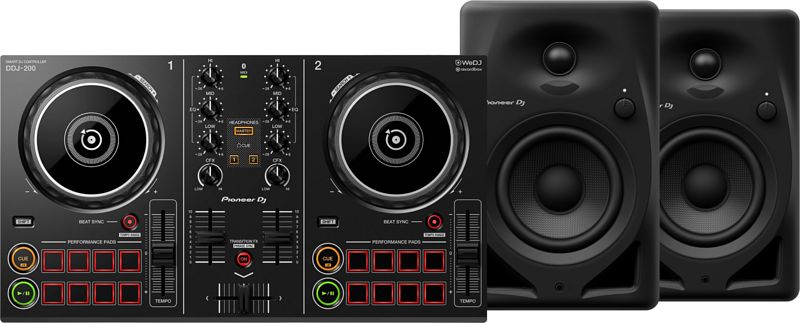 Foto van Pioneer dj ddj-200 + pioneer dj dm-40d zwart