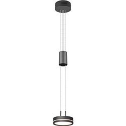 Foto van Led hanglamp - hangverlichting - trion franco - 7.2w - 1-lichts - warm wit 3000k - dimbaar - rond - mat antraciet -