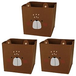 Foto van 3x stuks opbergmand vilt kinderkamer - dieren thema beer - 32 x 32 x 32 cm - opbergmanden