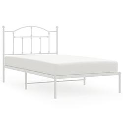 Foto van Vidaxl bedframe met hoofdbord metaal wit 100x190 cm