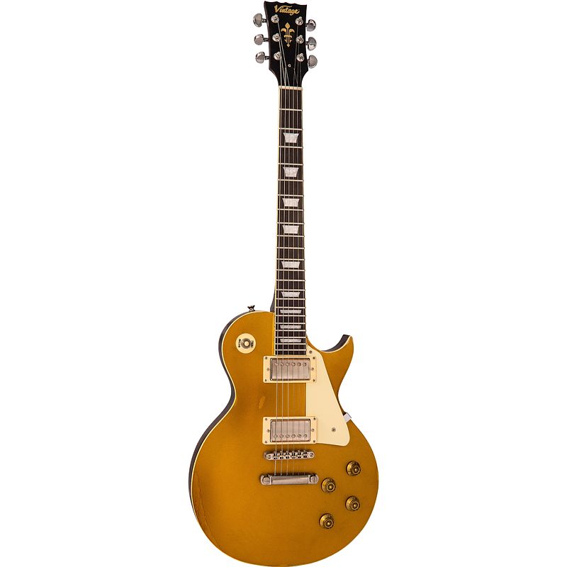 Foto van Vintage v100 icon distressed gold top elektrische gitaar