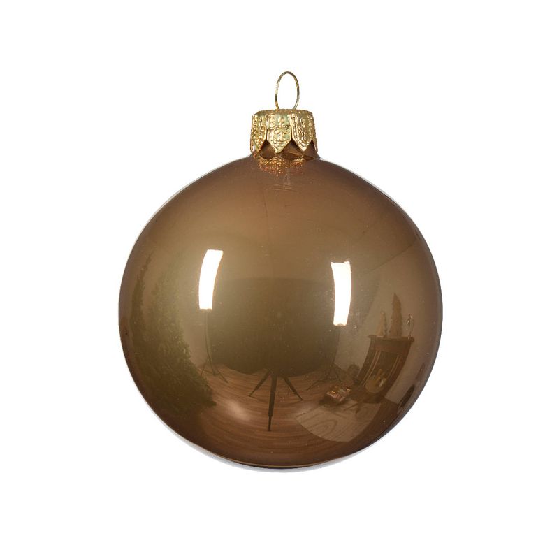 Foto van Decoris - kerstballen glas d10 cm gember 4st i kerst