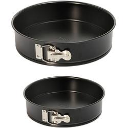 Foto van 2x ronde anti-aanbak springvormen/taartvormen set zwart 18,5 en 26,5 cm - bakringen