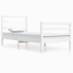 Foto van The living store bedframe grenenhout - wit - 205.5 x 95.5 x 100 cm - geschikt voor 90 x 200 cm matras