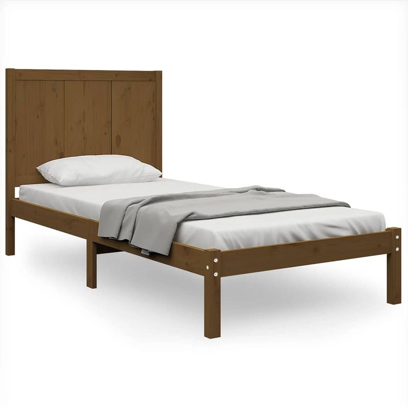 Foto van Vidaxl bedframe massief hout honingbruin 75x190 cm 2ft6 small single