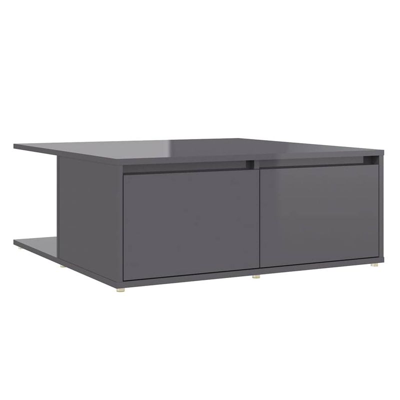 Foto van The living store salontafel 80x80x31 cm spaanplaat hoogglans grijs - tafel